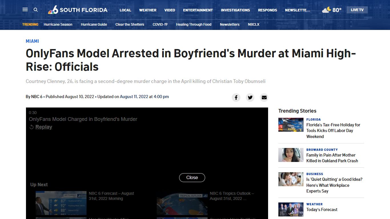 OnlyFans Model Arrested in Boyfriend's Murder at Miami High-Rise: Officials